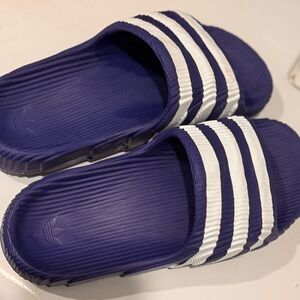 Adidas Blue and White Slide Sandals